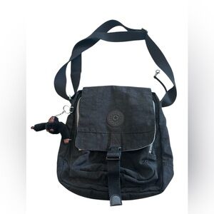Kipling Black Lancelot Messenger Bag With Sven Monkey Keychain